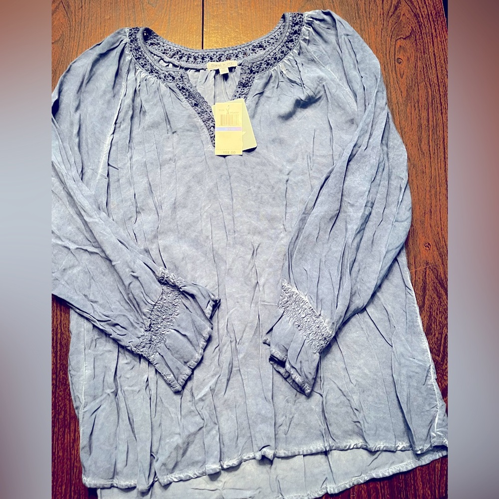 floral and ivy blue rayon boho top